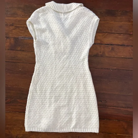 Rebecca Taylor cream cable knit mini dress big button size 4 - Picture 4 of 4